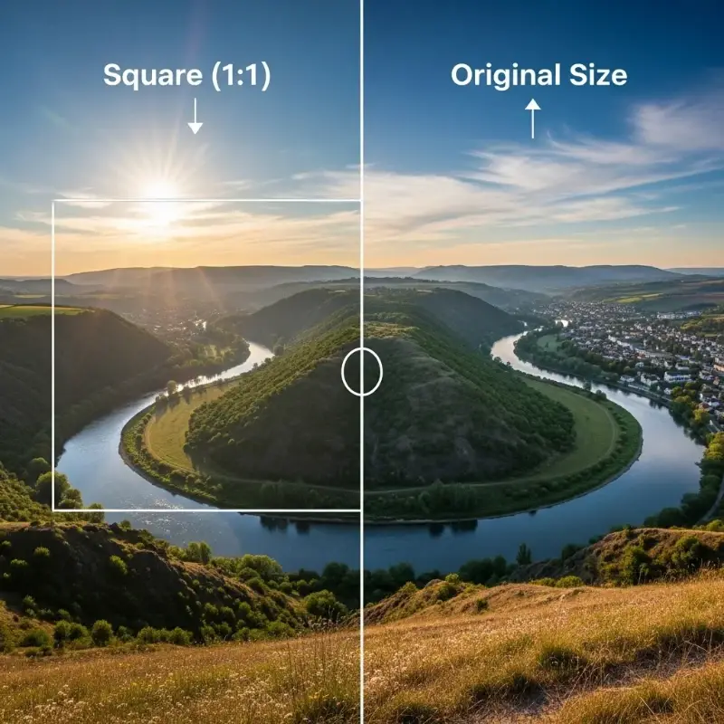 Crop image to circle tool showing 1:1 circular profile pictures for Instagram and Facebook