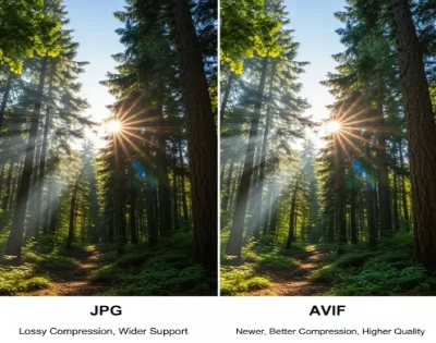 JPG vs AVIF file size and quality comparison chart